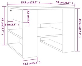 Tavolino da Salotto Nero 55,5x55x45 cm in Legno Multistrato