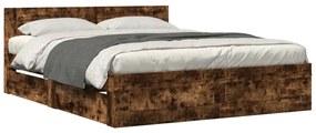 Giroletto con testiera rovere fumo 160x200 cm legno multistrato