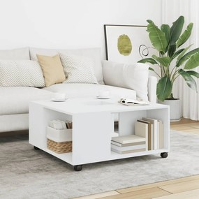 Tavolino Da Salotto Bianco 80x80x40 Cm İn Truciolato /