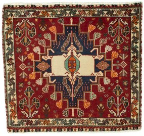 Shiraz Tappeto 60 x 60 Rosso (Iran) Annodato A Mano