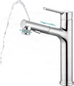 Rubinetto da bagno EYN IZK1444 con doccetta estraibile, in cromo o nero opaco — Cromo — Bassa
