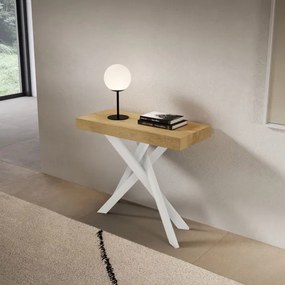 Consolle allungabile Libo Premium - Quercia natura gambe bianche 90x40/300 cm