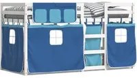 Letto a Castello con Tende Blu 80x200 cm Massello Pino 3283902