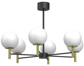 Lampadario a sospensione con supporto rigido AWINION 6xE27/15W/230V bianco/oro/nero