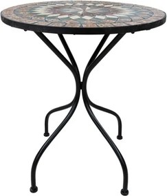 Set Completo Tavolo Mosaico E 2 Sedie Pieghevoli Bistrot In Acciaio E Ceramica