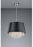 Sospensione 3 Luci Loreley Nero Oro e Pendagli Decorativi Trio Lighting