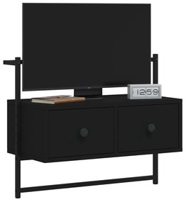 Mobile tv a muro nero 60,5x30x51 cm in legno multistrato
