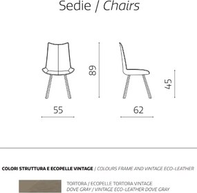 Sedia da pranzo in ecopelle con seduta e gambe Tortora CLODIA Set 2 pz