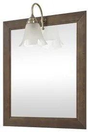 Specchio con cornice in legno massello 60x70 cm noce lampada inclusa