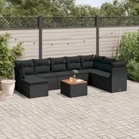 Set Divani da Giardino 9 pz con Cuscini Nero in Polyrattancod mxl 89540