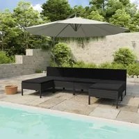 Set Divani da Giardino 6 pz con Cuscini in Polyrattan Nero 3056987