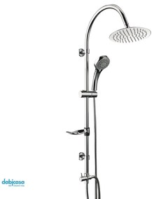 Colonna Doccia "Romantic" Filo Round In Acciaio Inox Cromo Lucido Con Soffione Tondo Diam. 25 cm