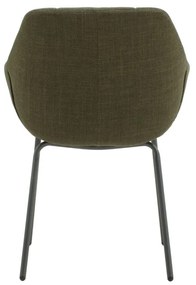 Set di poltroncine SMICHOV in tessuto verde scuro e gambe in metallo nero, con braccioli
