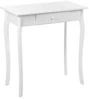 Tavolo Consolle Bianco MDF Gambe in Legno 75 x 40 x 77 cm con Cassetto Corridoio Soggiorno Mobili Design Francese