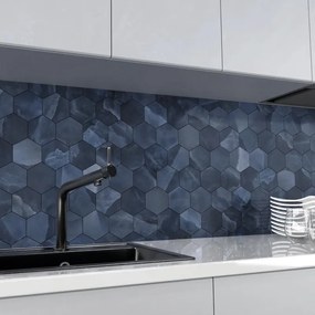 Mosaico in gres porcellanato Venus blu lucido L 7.5 x L 41.5 cm, 7 pezzi