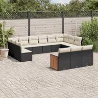 Set Divani da Giardino 13pz con Cuscini Nero in Polyrattancod mxl 89590