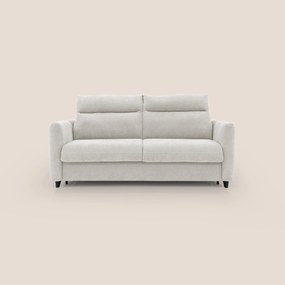 Peonia divano letto scandinavo con materasso H18 cm e morbido e alto schienale in tessuto Bouclé impermeabile T07 bianco