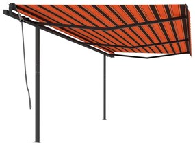 Tenda Retrattile Automatica con Pali 6x3,5 m Arancio e Marrone