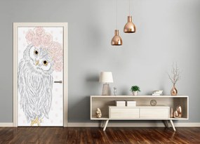 Poster adesivo per porta Gufo in una corona 95x205 cm