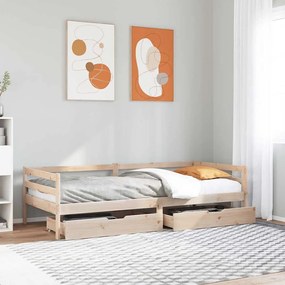 Dormeuse Con Cassetti 90x200 Cm Legno Massello Pino /