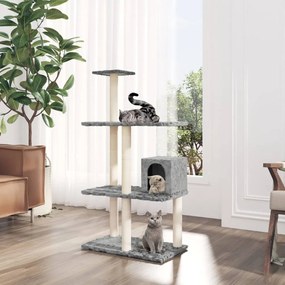 Albero Per Gatti Con Tiragraffi İn Sisal Grigio Chiaro 119 Cm /