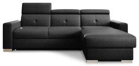 Divano angolare nero allungabile/con contenitore (con penisola a destra/con chaise lounge) Fresia – ELTAP