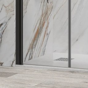 Porta doccia saloon 115-120 cm profili neri altezza 200h | KSAL2800AN - KAMALU