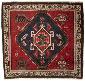 Shiraz Tappeto 60 x 50 Rosso (Iran) Annodato A Mano