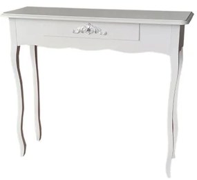 Consolle FABIOLA in legno con cassetto e struttura in pioppo BIANCO E ARGENTO