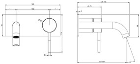 Parte esterna miscelatore lavabo a parete bocca corta senza scarico parte incasso non inclusa steel brushed flessa 54088 gessi