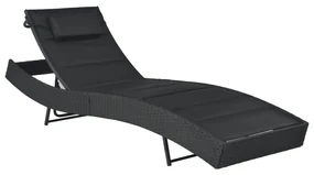 Lettino Prendisole İn Polyrattan E Textilene Nero /
