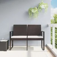 Panca da Giardino a 2 Posti con Cuscini in Rattan PP Marrone 360210