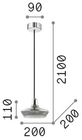 Sospensione Vintage-Decò Lido-3 Vetro Fumè 1 Luce G9 3W 3000K Luce Calda