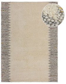 Tappeto grigio e crema tessuto a mano con lana 120x170 cm Minerals Border - Flair Rugs