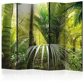Paravento separè Viale verde II (5 parti) - composizione con palme nella giungla
