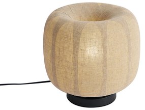 Lampada da tavolo Japandi nera con paralume in lino beige 28cm - Nami