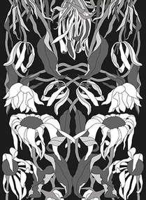 NLXL Carta da parati JOB-06 Withered Flowers Black - JOB-06