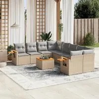 Set Divano da Giardino 9 pz con Cuscini Beige in Polyrattan 3259070