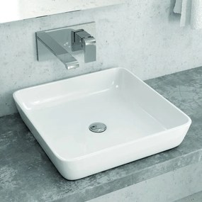Lavabo bagno quadrato in ceramica bianca lucida | Litos-P105 - KAMALU