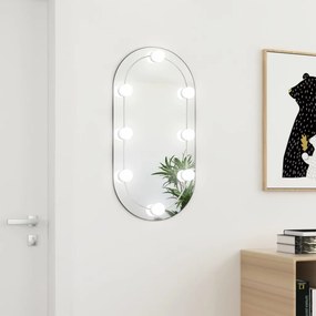 Specchio con Luci LED 80x40 cm Ovale in Vetro