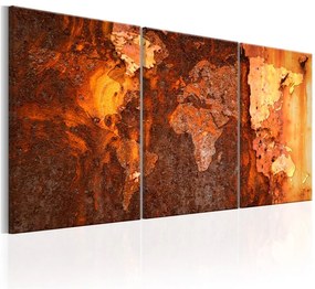 Quadro World Map  Old Rust  Colore Marrone, Dimensioni e Misure 120x60