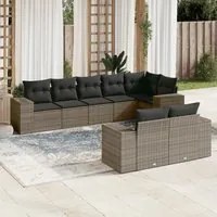 Set Divano da Giardino 8 pz con Cuscini Grigio in Polyrattancod mxl 90892