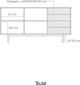 Cassettiera bassa grigia effetto rovere 159x80 cm Sierra - Teulat