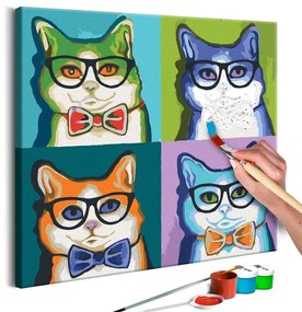 Quadro fai da te  Gatti con gli occhiali  Colore colorful, Dimensioni e Misure 40x40