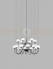 Puppet sospensione 18p bianco sfumato nero opaco 18 luci attacco g9