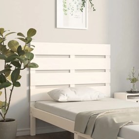 Testiera Per Letto Bianca 90x3x80 Cm İn Legno Massello Di Pino /