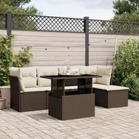 Set Divano da Giardino 6 pz con Cuscini Marrone in Polyrattan 3266553