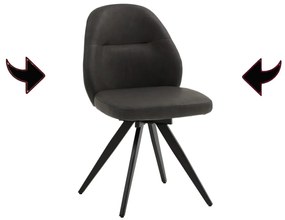 Set di sedie girevoli ZENNENDAL in similpelle antracite e gambe in metallo nero