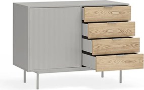 Cassettiera bassa grigia effetto rovere 108x80 cm Sierra - Teulat