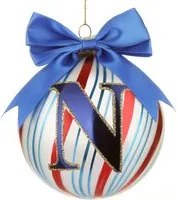 Pallina Natale con lettera N 10 cm Circus blu